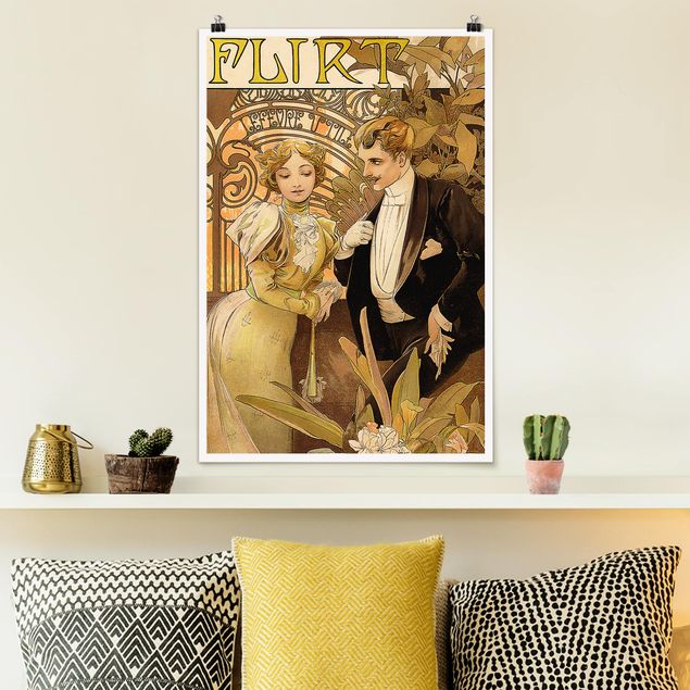 Art Deco Bilder Alfons Mucha - Werbeplakat für Flirt Biscuits