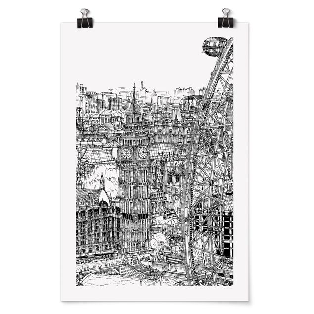 Poster Skylines Stadtstudie - London Eye