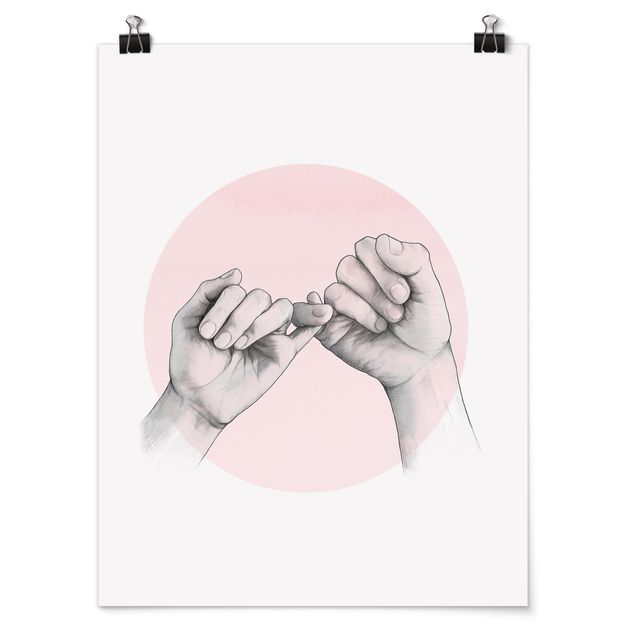 Wandbilder Liebe Illustration Hände Freundschaft Kreis Rosa Weiß