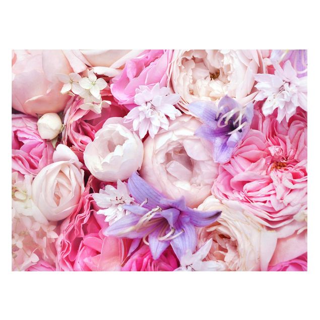 Magnettafel Blume Shabby Rosen mit Glockenblumen