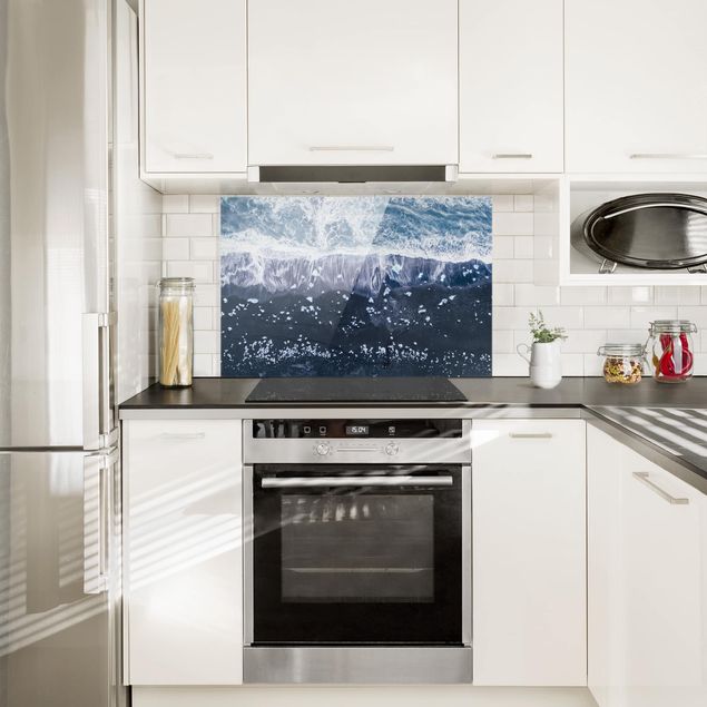 Glasrückwand Küche Luftbild - Jökulsárlón in Island