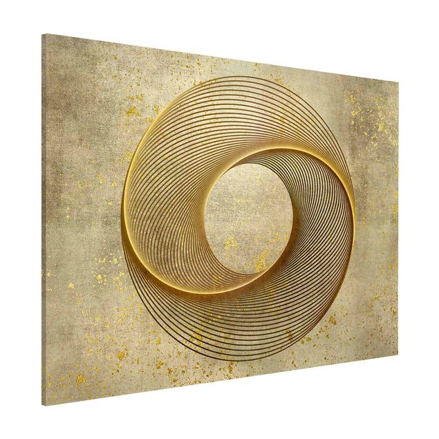 Küchen Deko Line Art Kreisspirale Gold