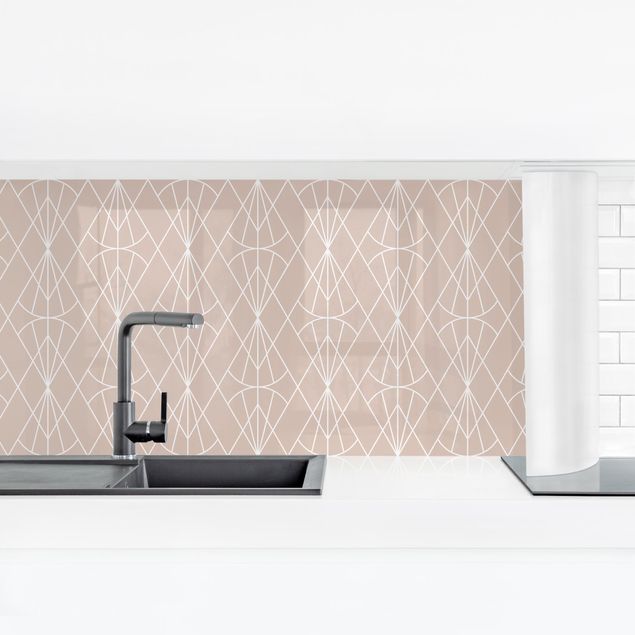 Küchenrückwand - Art Deco Diamant Muster vor Beige XXL