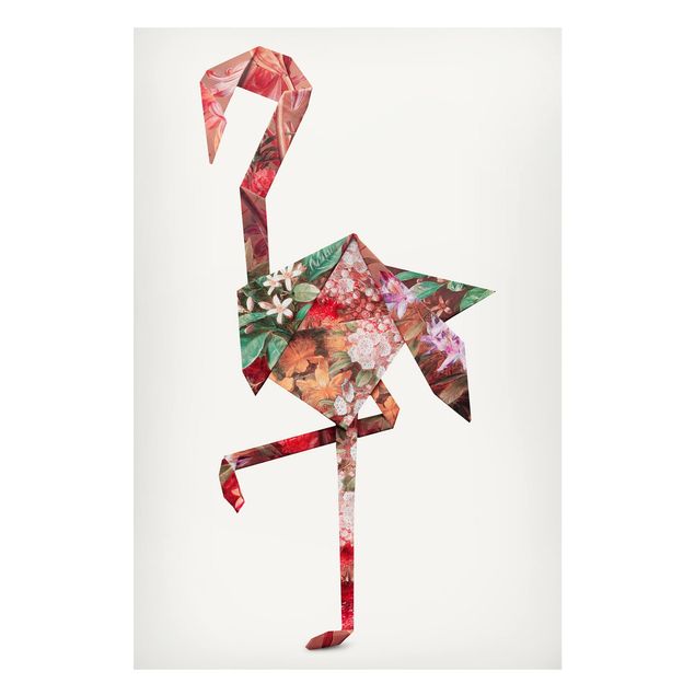 Magnettafeln Blumen Origami Flamingo