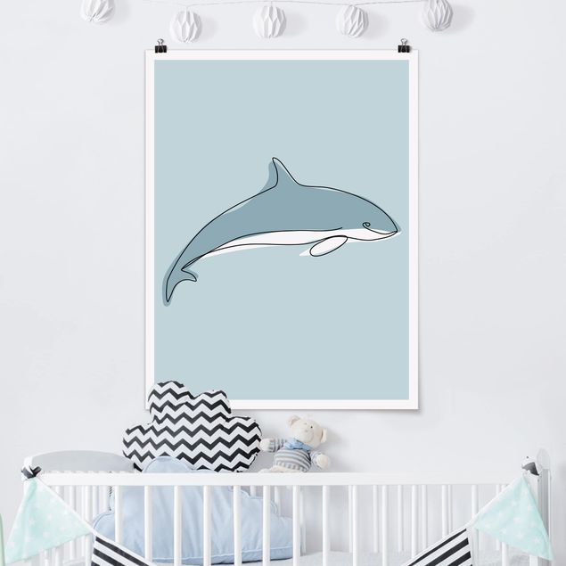 Wandbilder Fische Delfin Line Art