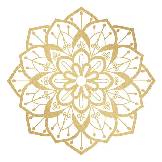 Wandtattoo Mandala Mandala Blüte Muster gold weiß