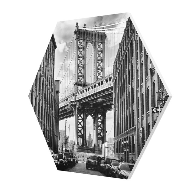 Wandbilder Schwarz-Weiß Manhattan Bridge in America