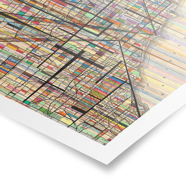 Wandbilder Bunt Moderne Karte von Chicago