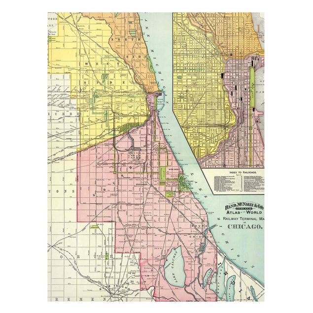 Weltkarte Tafel Vintage Karte Chicago