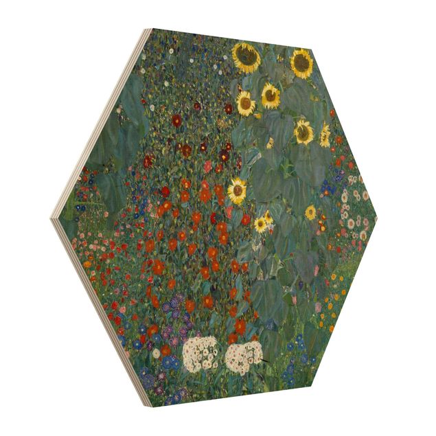 Holzbilder Blumen Gustav Klimt - Garten Sonnenblumen