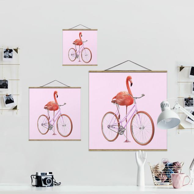 Loose Bilder Flamingo mit Fahrrad