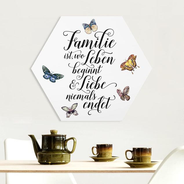 Wandbilder Schmetterlinge Familie ist wo Leben beginnt