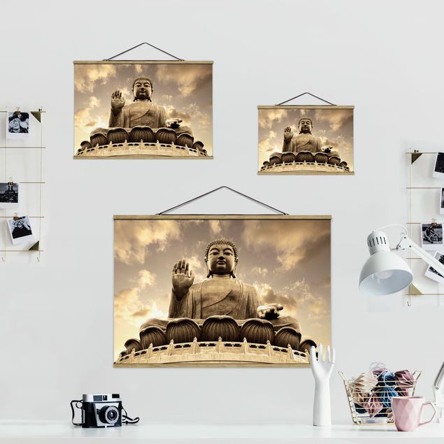 Stoffbilder Großer Buddha Sepia