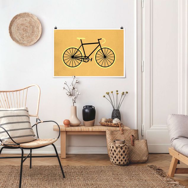 Kunstdrucke Poster Fahrrad in Gelb
