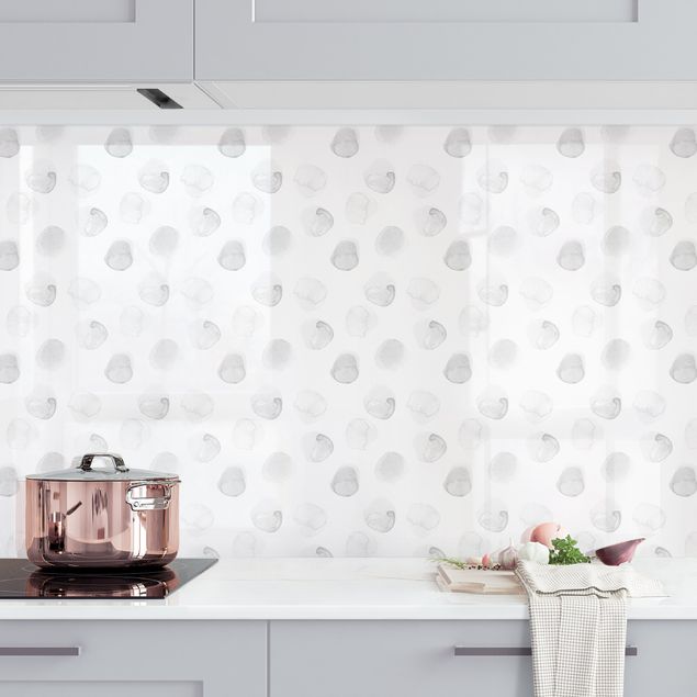 Wanddeko Küche Aquarell Punkte Grau II