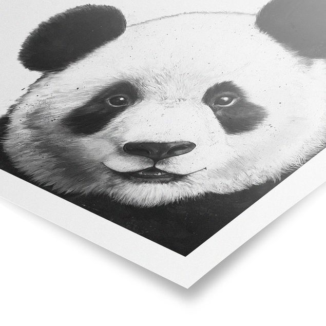 Kunstkopie Poster Illustration Panda Schwarz Weiß Malerei