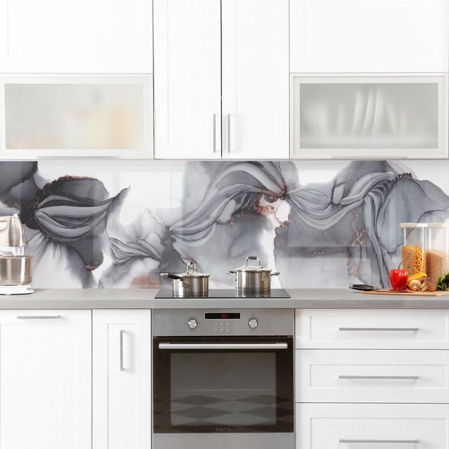 Glasrückwand Küche Schwarze Medusa mit Kupferglanz