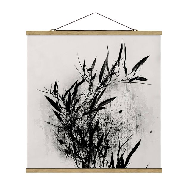 Wandbilder Landschaften Grafische Pflanzenwelt - Schwarzer Bambus
