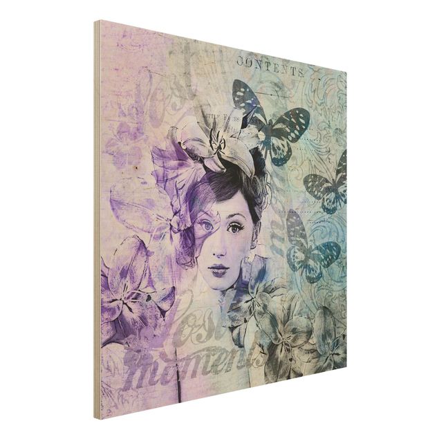 Küche Dekoration Shabby Chic Collage - Portrait mit Schmetterlingen