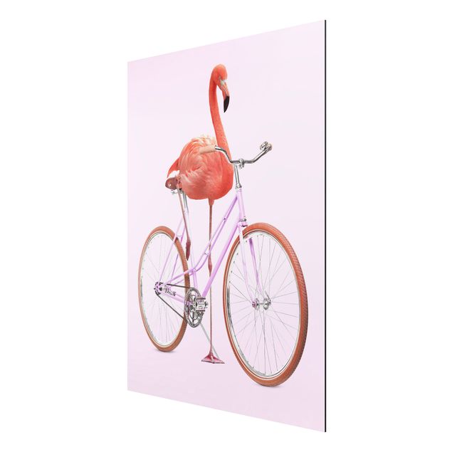 Wandbilder Sport Flamingo mit Fahrrad