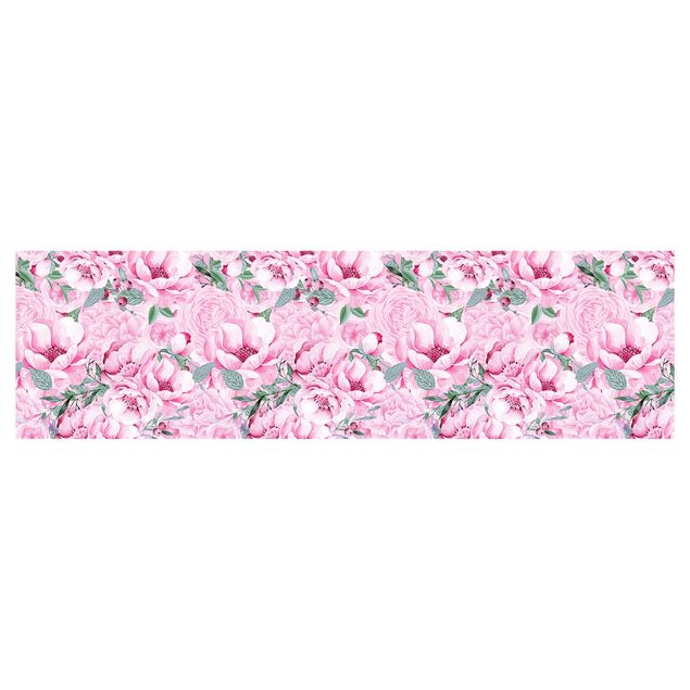 Küchenrückwand - Rosa Blütentraum Pastell Rosen in Aquarell