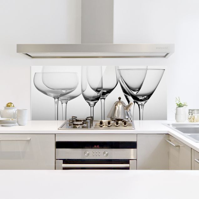 Küchenspiegel Glas Edle Gläser Schwarz-Weiß