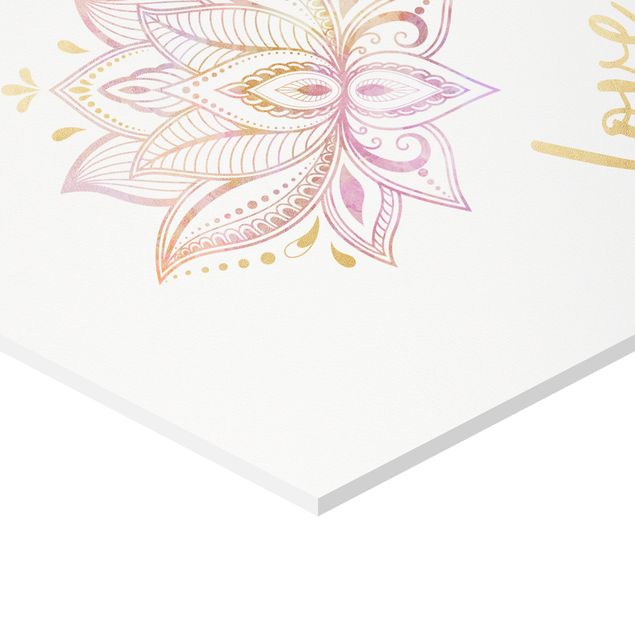 schöne Bilder Mandala Namaste Lotus Set Gold Rosa