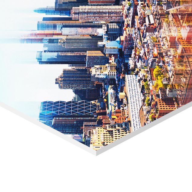 Hexagon Bilder Manhattan Skyline Urban Stretch