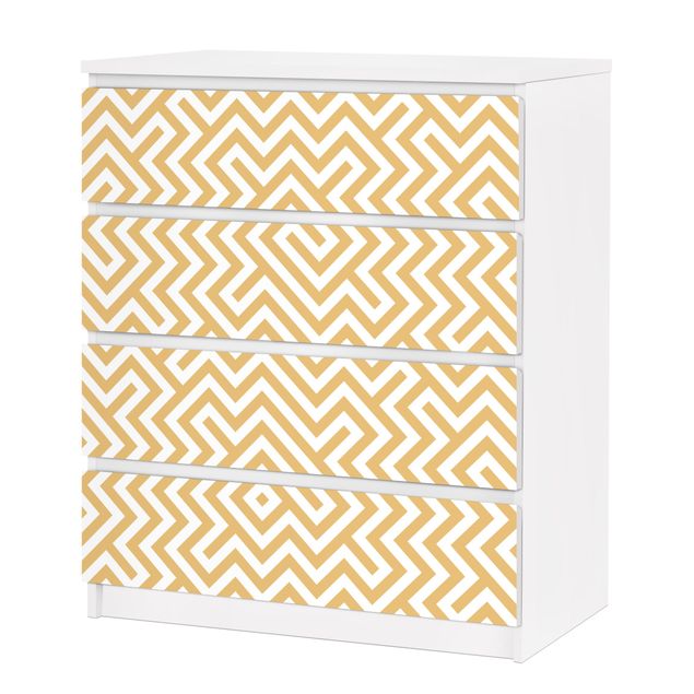Möbelfolie für IKEA Malm Kommode - selbstklebende Folie Geometrisches Musterdesign Gelb
