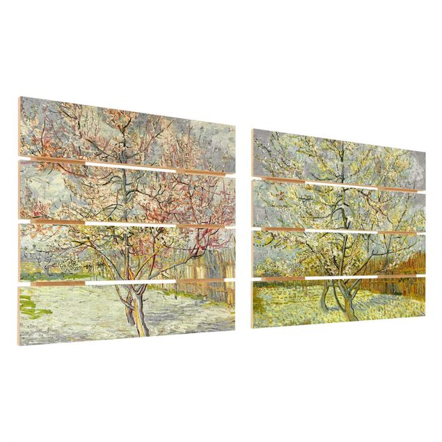 Kunststile Vincent van Gogh - Blühende Pfirsichbäume im Garten