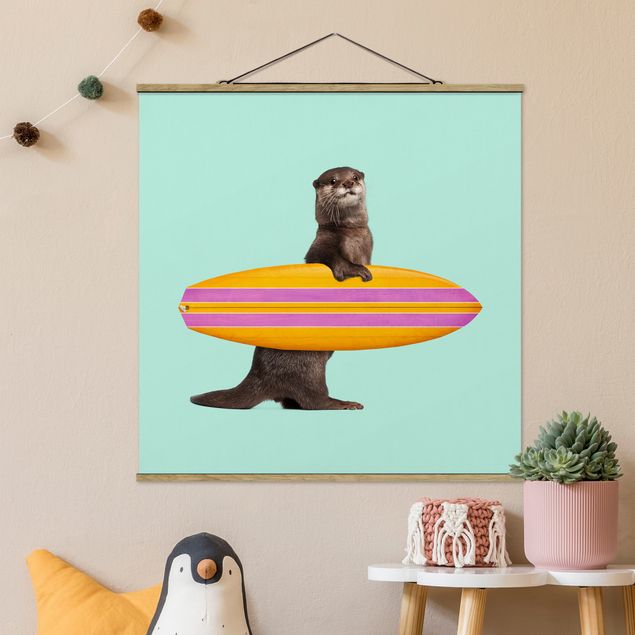 Küchen Deko Otter mit Surfbrett