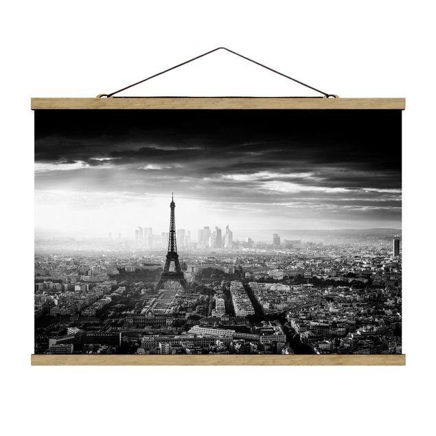 Wandbilder Modern Der Eiffelturm von Oben schwarz-weiß