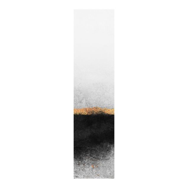 Schiebevorhang Muster Abstrakter Goldener Horizont Schwarz Weiß