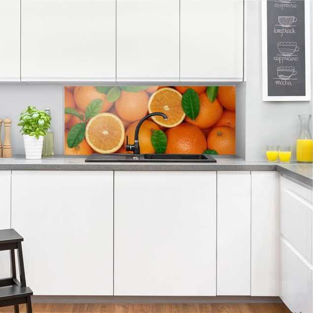 Glasrückwand Küche Saftige Orangen