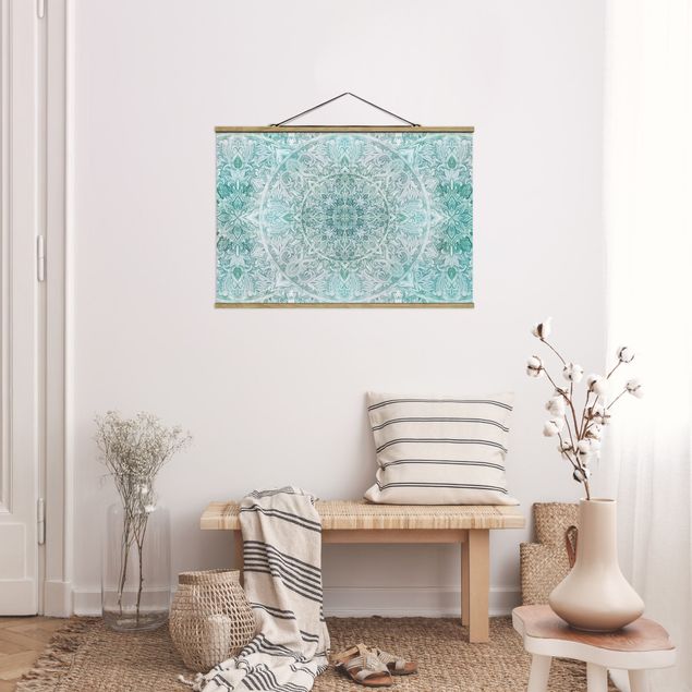 Wandbilder Muster Mandala Aquarell Ornament Muster türkis