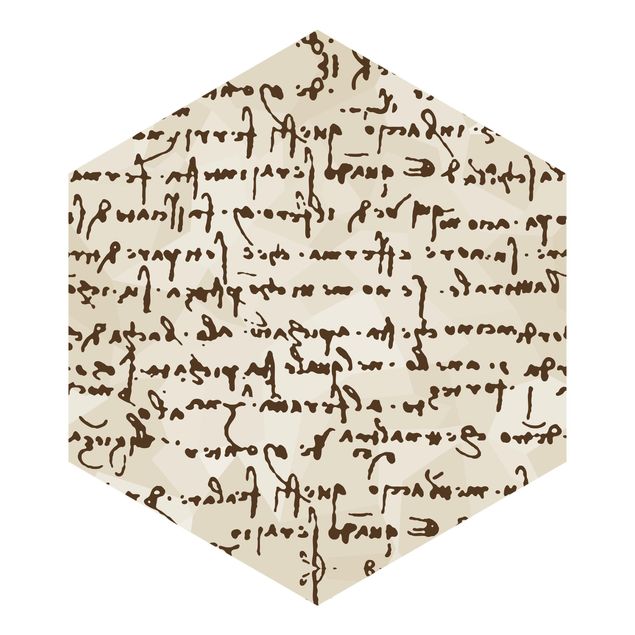Hexagon Mustertapete selbstklebend - Da Vinci Manuskript