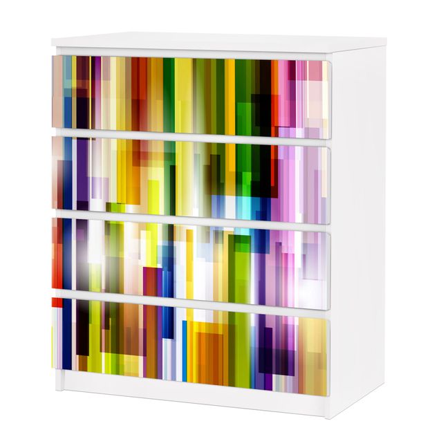 Möbelfolie für IKEA Malm Kommode - selbstklebende Folie Rainbow Cubes