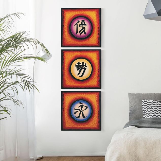 Wandbilder Sprüche Chinese Signs Trio