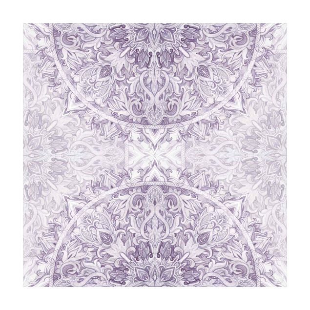 Teppich Blumen Mandala Aquarell Ornament violett