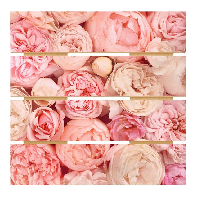 Bilder auf Holz Rosen Rosé Koralle Shabby