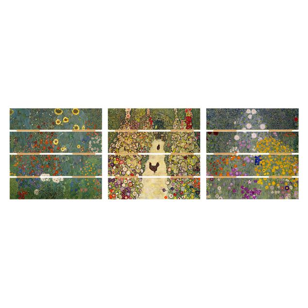 Holzbilder Blumen Gustav Klimt - Im Garten