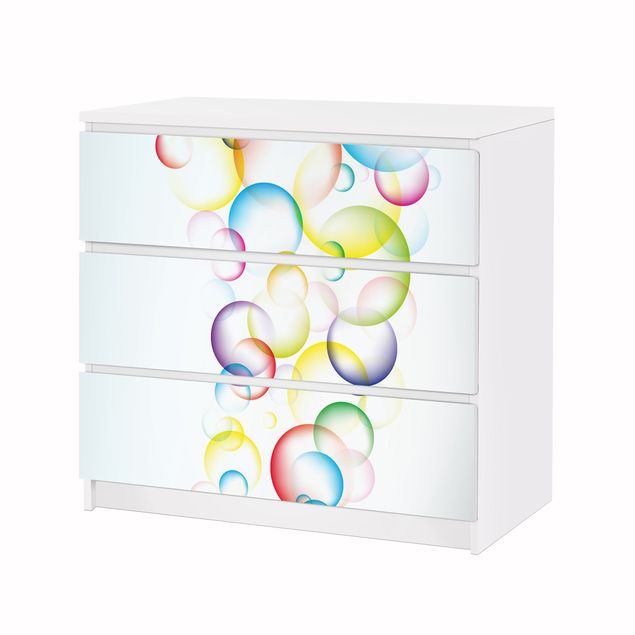 Möbelfolie für IKEA Malm Kommode - Klebefolie Rainbow Bubbles