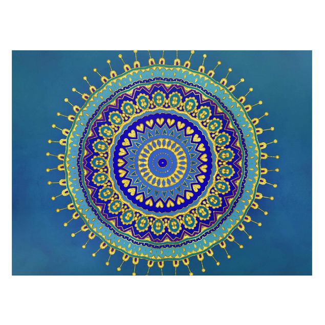Wandbilder Kunstdrucke Mandala Blau Gold