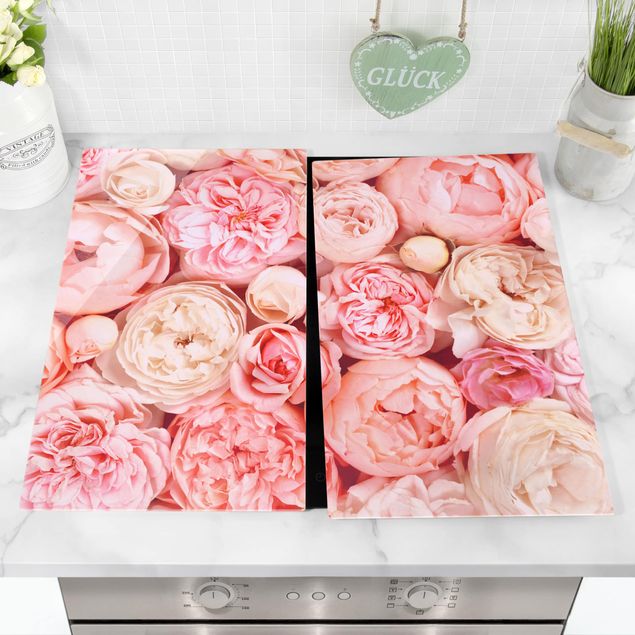 Herdabdeckplatten Blumen Rosen Rosé Koralle Shabby