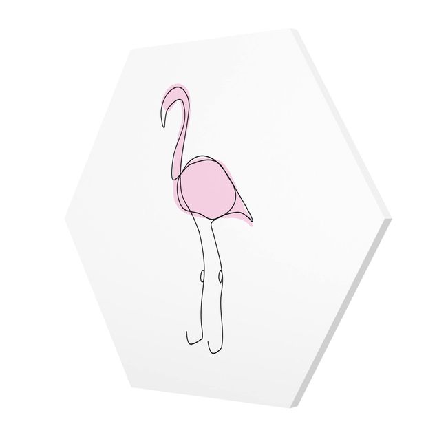Bilder Hexagon Flamingo Line Art