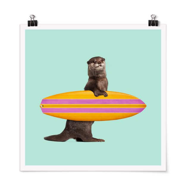 Wandbilder Landschaften Otter mit Surfbrett