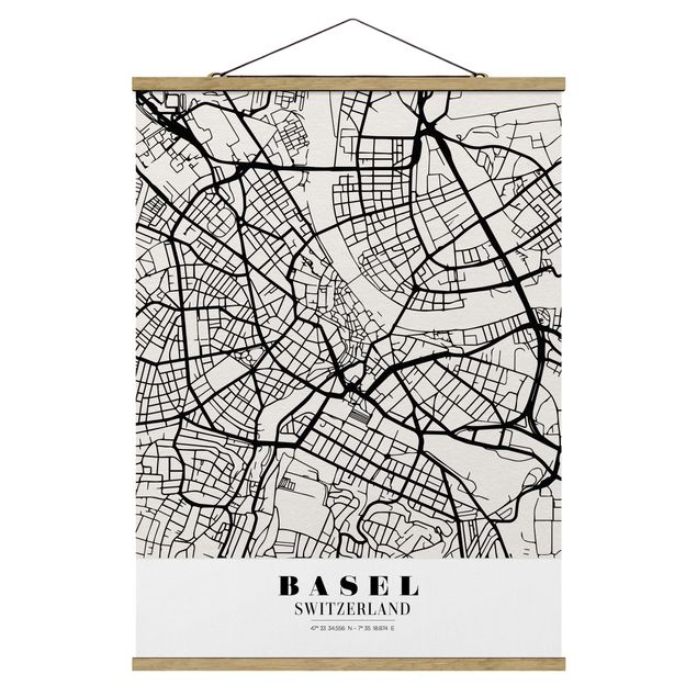 Wandbilder Weltkarten Stadtplan Basel - Klassik