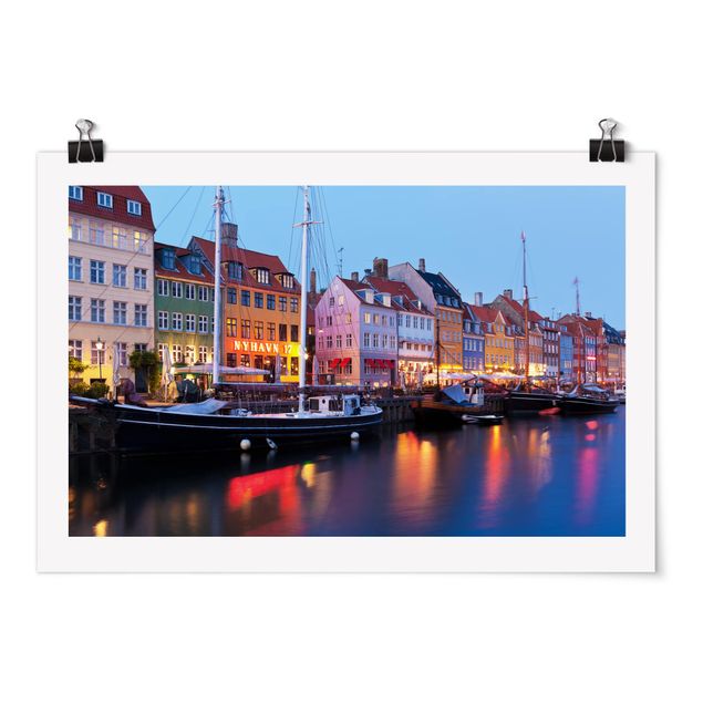 Wandbilder Modern Kopenhagener Hafen am Abend