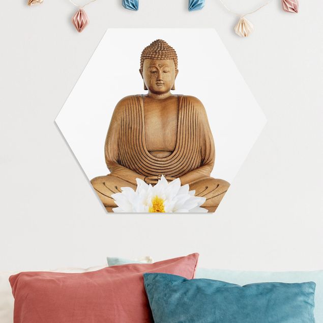 Wandbilder Floral Lotus Holz Buddha