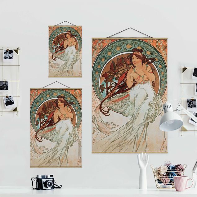 Wandbilder Retro Alfons Mucha - Vier Künste - Die Musik